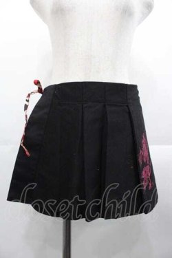 画像1: gouk / 龍プリントプリーツ巻きスカート  黒Ｘ赤 I-25-10-21-074-GO-SK-SA-ZI