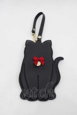 画像1: Maison de FLEUR / くろねこパスケース  黒Ｘ赤 I-25-10-21-108-LO-ZA-SA-ZI