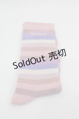 PINK HOUSE / ロゴ入りミックスボーダーソックス  ピンクＸラベンダー I-25-10-21-116-LO-ZA-SA-ZI
