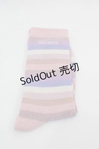 PINK HOUSE / ロゴ入りミックスボーダーソックス  ピンクＸラベンダー I-25-10-21-116-LO-ZA-SA-ZI
