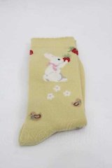 PINK HOUSE / スイーツスプリングバニープリントソックス  イエロー I-25-10-21-122-LO-ZA-SA-ZI