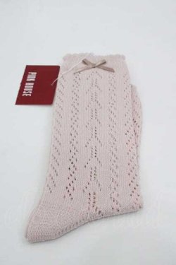 画像1: PINK HOUSE / 透かし柄ソックス  ピンク I-25-10-21-123-LO-ZA-SA-ZI
