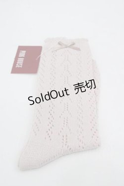 画像1: PINK HOUSE / 透かし柄ソックス  ピンク I-25-10-21-123-LO-ZA-SA-ZI