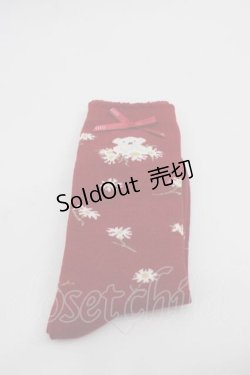 画像1: PINK HOUSE / スマイリーマーガレット柄ソックス  赤 I-25-10-21-125-LO-ZA-SA-ZI
