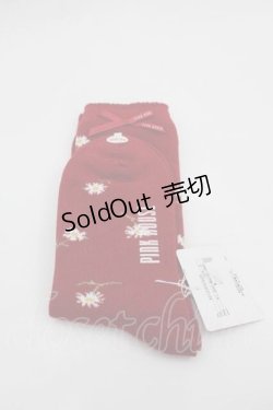 画像2: PINK HOUSE / スマイリーマーガレット柄ソックス  赤 I-25-10-21-125-LO-ZA-SA-ZI