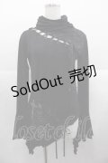 h.naoto Blood / レースアップデザインハイネックカットソー  黒 I-25-10-21-015-HN-TO-SA-ZI
