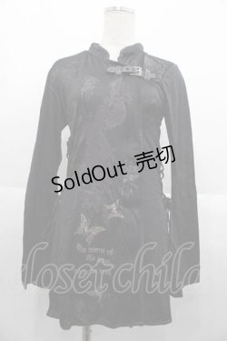 画像1: h.ANARCHY / サイド編み下げフロントベルトカットソー  黒Ｘ紫 I-25-10-21-016-HN-TO-SA-ZI