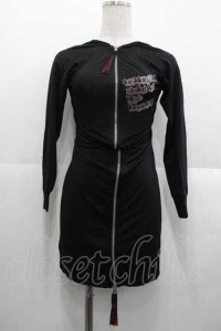 h.ANARCHY / フロントZIPカットソー  黒Ｘシルバー I-25-10-21-023-HN-TO-SA-ZI