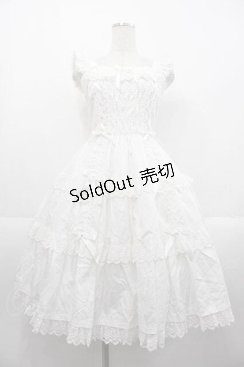 画像1: Angelic Pretty / Romanticティアードジャンパースカート  白 I-25-10-21-029-AP-OP-SA-ZI (1)