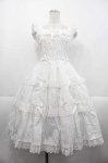 画像1: Angelic Pretty / Romanticティアードジャンパースカート  白 I-25-10-21-029-AP-OP-SA-ZI (1)