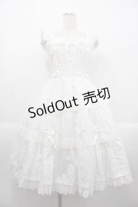 Angelic Pretty / Romanticティアードジャンパースカート  白 I-25-10-21-029-AP-OP-SA-ZI