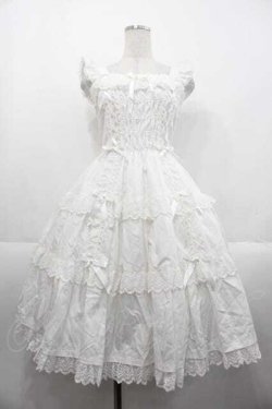 画像1: Angelic Pretty / Romanticティアードジャンパースカート  白 I-25-10-21-029-AP-OP-SA-ZI