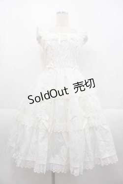 画像1: Angelic Pretty / Romanticティアードジャンパースカート  白 I-25-10-21-029-AP-OP-SA-ZI