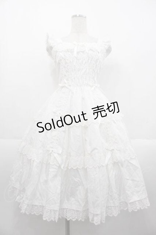画像1: Angelic Pretty / Romanticティアードジャンパースカート  白 I-25-10-21-029-AP-OP-SA-ZI (1)