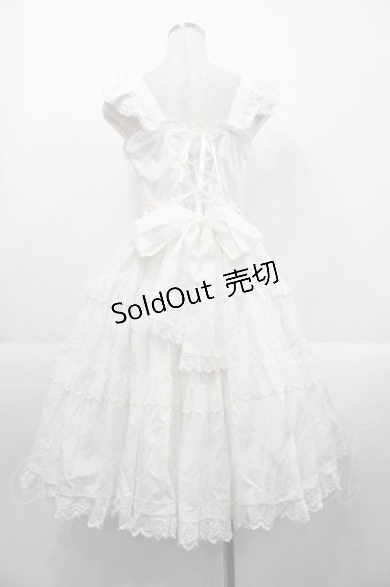 画像2: Angelic Pretty / Romanticティアードジャンパースカート  白 I-25-10-21-029-AP-OP-SA-ZI (2)