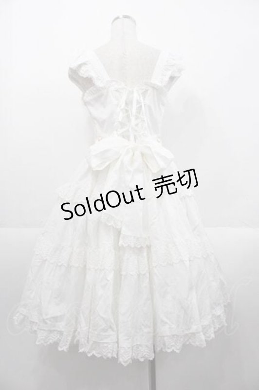 画像2: Angelic Pretty / Romanticティアードジャンパースカート  白 I-25-10-21-029-AP-OP-SA-ZI (2)