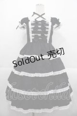 BABY,THE STARS SHINE BRIGHT / リボンミルキーシュガージャンパースカート  黒Ｘ白 I-25-10-21-036-BA-OP-SA-ZI