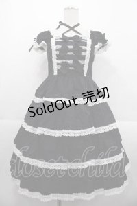 BABY,THE STARS SHINE BRIGHT / リボンミルキーシュガージャンパースカート  黒Ｘ白 I-25-10-21-036-BA-OP-SA-ZI