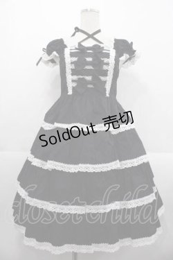 画像1: BABY,THE STARS SHINE BRIGHT / リボンミルキーシュガージャンパースカート  黒Ｘ白 I-25-10-21-036-BA-OP-SA-ZI