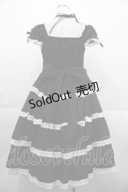 画像2: BABY,THE STARS SHINE BRIGHT / リボンミルキーシュガージャンパースカート  黒Ｘ白 I-25-10-21-036-BA-OP-SA-ZI