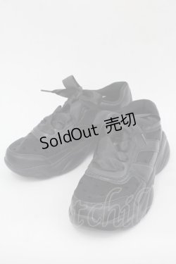 画像1: m petit by misako / ハート柄チュールスニーカー L 黒 I-25-10-24-054-LO-SH-SA-ZI