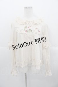 PINK HOUSE / Berry Rose刺繍入りブラウス  生成り I-25-10-24-061-LO-BL-SA-ZI