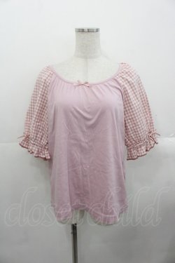 画像1: PINK HOUSE / ギンガムチェック使いカットソー 4(L) ピンク I-25-10-24-065-LO-BL-SA-ZI