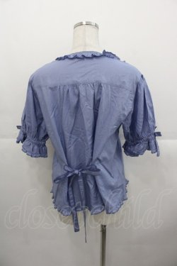 画像2: PINK HOUSE / ピコフリルピンタック半袖ブラウス  ブルー I-25-10-24-066-LO-BL-SA-ZI