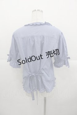 画像2: PINK HOUSE / ピコフリルピンタック半袖ブラウス  ブルー I-25-10-24-066-LO-BL-SA-ZI