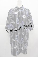 NOEMIE / クロミｘ病みくまストライプシャツ  黒Ｘ白Ｘ紫 I-25-10-24-069-LO-TS-SA-ZI