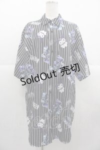 NOEMIE / クロミｘ病みくまストライプシャツ  黒Ｘ白Ｘ紫 I-25-10-24-069-LO-TS-SA-ZI