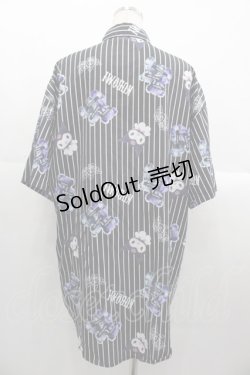 画像2: NOEMIE / クロミｘ病みくまストライプシャツ  黒Ｘ白Ｘ紫 I-25-10-24-069-LO-TS-SA-ZI