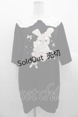 画像1: Honey Cinnamon / アイスリボンハニーちゃん襟付きTシャツ  黒X白 I-25-10-24-070-LO-TO-SA-ZI