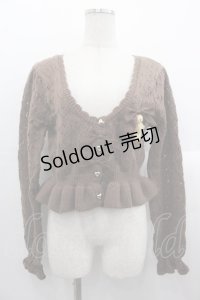 axes femme kawaii / クマブローチニットボレロ  ブラウン I-25-10-24-073-AX-TO-SA-ZI