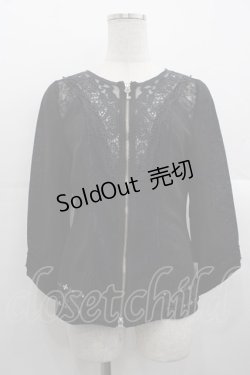 画像1: Rozen Kavalier / レース切り替え透かし封ZIPカーディガン  黒 I-25-10-24-080-OO-TO-SA-ZI