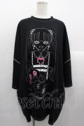 VOLCAN&APHRODITE / ハーネスGIRLステッチTシャツ  黒Ｘ白 I-25-10-24-085-PU-TO-SA-ZI