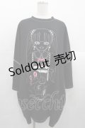 VOLCAN&APHRODITE / ハーネスGIRLステッチTシャツ  黒Ｘ白 I-25-10-24-085-PU-TO-SA-ZI