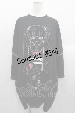 画像1: VOLCAN&APHRODITE / ハーネスGIRLステッチTシャツ  黒Ｘ白 I-25-10-24-085-PU-TO-SA-ZI
