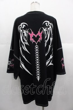 画像2: VOLCAN&APHRODITE / ハーネスGIRLステッチTシャツ  黒X白 I-25-10-24-085-PU-TO-SA-ZI