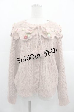 画像1: PINK HOUSE / Berry Roseモチーフ付きヨーク編みニットカーディガン  ピンク I-25-10-24-087-LO-BL-SA-ZI