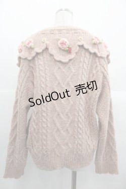 画像2: PINK HOUSE / Berry Roseモチーフ付きヨーク編みニットカーディガン  ピンク I-25-10-24-087-LO-BL-SA-ZI