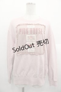 PINK HOUSE / アンティークギンガムゼッケン付きトレーナー  ピンク I-25-10-24-089-LO-TO-SA-ZI