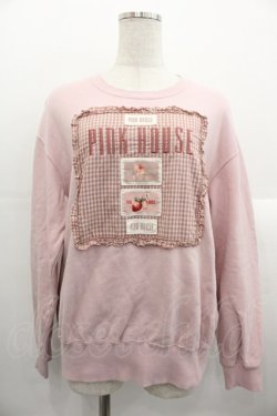 画像1: PINK HOUSE / アンティークギンガムゼッケン付きトレーナー  ピンク I-25-10-24-089-LO-TO-SA-ZI