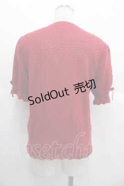 画像2: PINK HOUSE / コットンレース使い透かしニットカーディガン  赤 I-25-10-24-091-LO-TO-SA-ZI