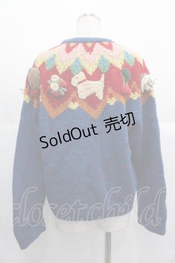 画像2: PINK HOUSE / モチーフ付きニットカーディガン  ブルー I-25-10-24-094-LO-TO-SA-ZI