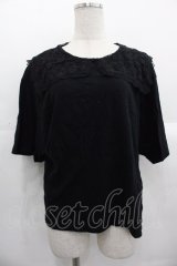 Katie / MARINE GIRL lace collar tee  黒Ｘ黒 I-25-10-24-095-LO-TO-SA-ZI