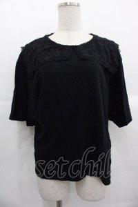 Katie / MARINE GIRL lace collar tee  黒Ｘ黒 I-25-10-24-095-LO-TO-SA-ZI