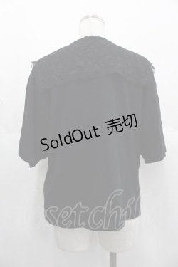 画像2: Katie / MARINE GIRL lace collar tee  黒Ｘ黒 I-25-10-24-095-LO-TO-SA-ZI