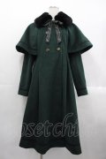 axes femme POETIQUE / ファー襟付きケープロングコート  グリーンＸ黒 I-25-10-24-096-AX-CO-SA-ZI