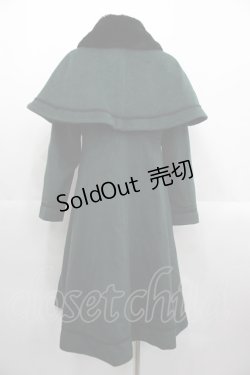 画像2: axes femme POETIQUE / ファー襟付きケープロングコート  グリーンＸ黒 I-25-10-24-096-AX-CO-SA-ZI